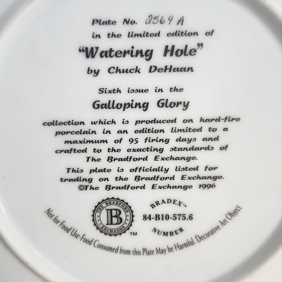 Bradford Exchange Horse plate "The watering hole" - Picture 3 of 4